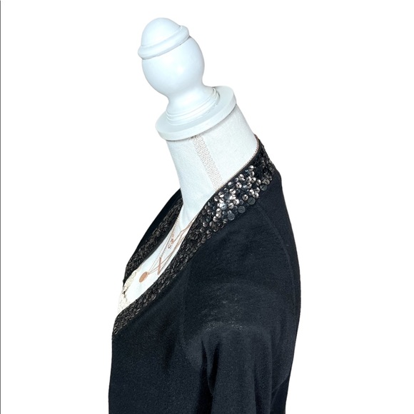Express Black Sequin Knit 3/4 Sleeve Cardigan sz M - Picture 4 of 11